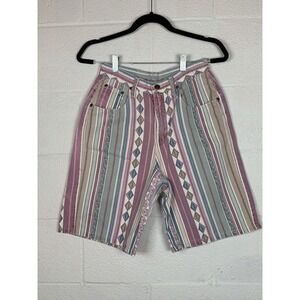 Vtg 90s Zena Jeanswear High Waist Patterned Shorts Aztec Stripe Tag Size 8 -READ